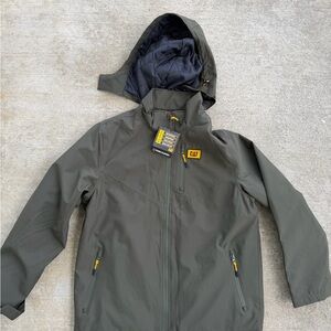 $110 CAT  Workwear Men's Large Hooded Padded Waterproof Army Moss Jacket NWT